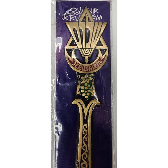 Vintage Jerusalem Brass Letter Opener Set – Enamel, Camel, Menorah, Israel - Picture 7 of 14